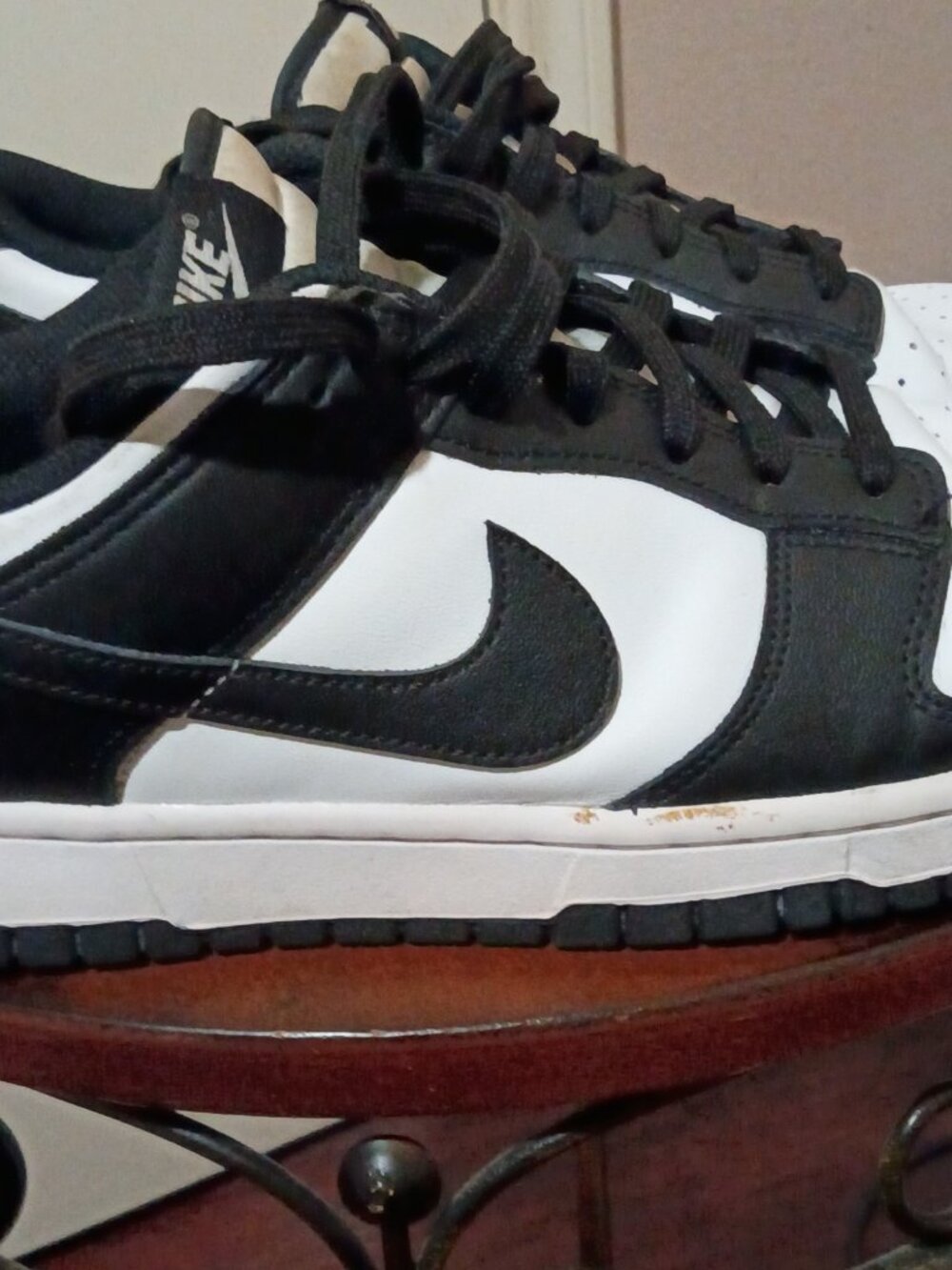 Nike Dunk Low Panda Sneakers Black White Leather Women's Size 10.5 Low Top - Picture 4 of 14